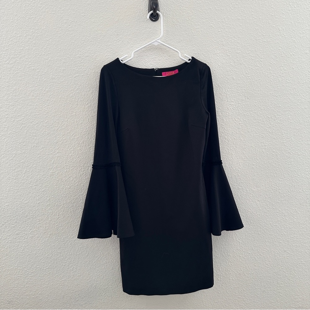 Catherine Malandrino Black Bell Sleeve Dress Professional Office Siren Small